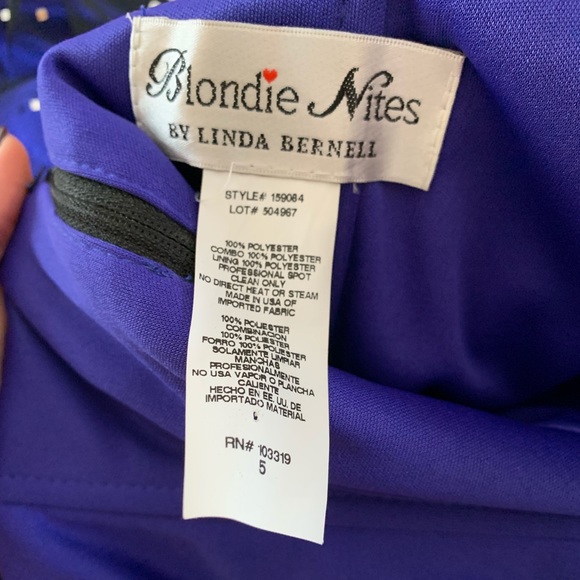 Royal Blue and Black Strapless Dress - Picture 4 of 4